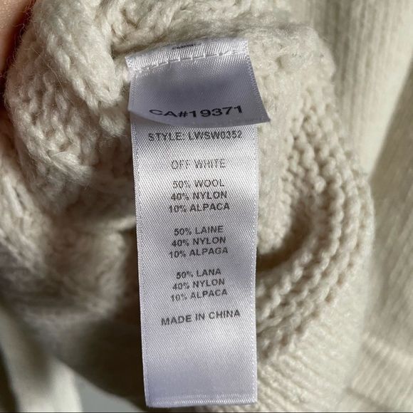 FRAME Popcorn Stitch Wool Blend Sweater Turtleneck White - Picture 8 of 10